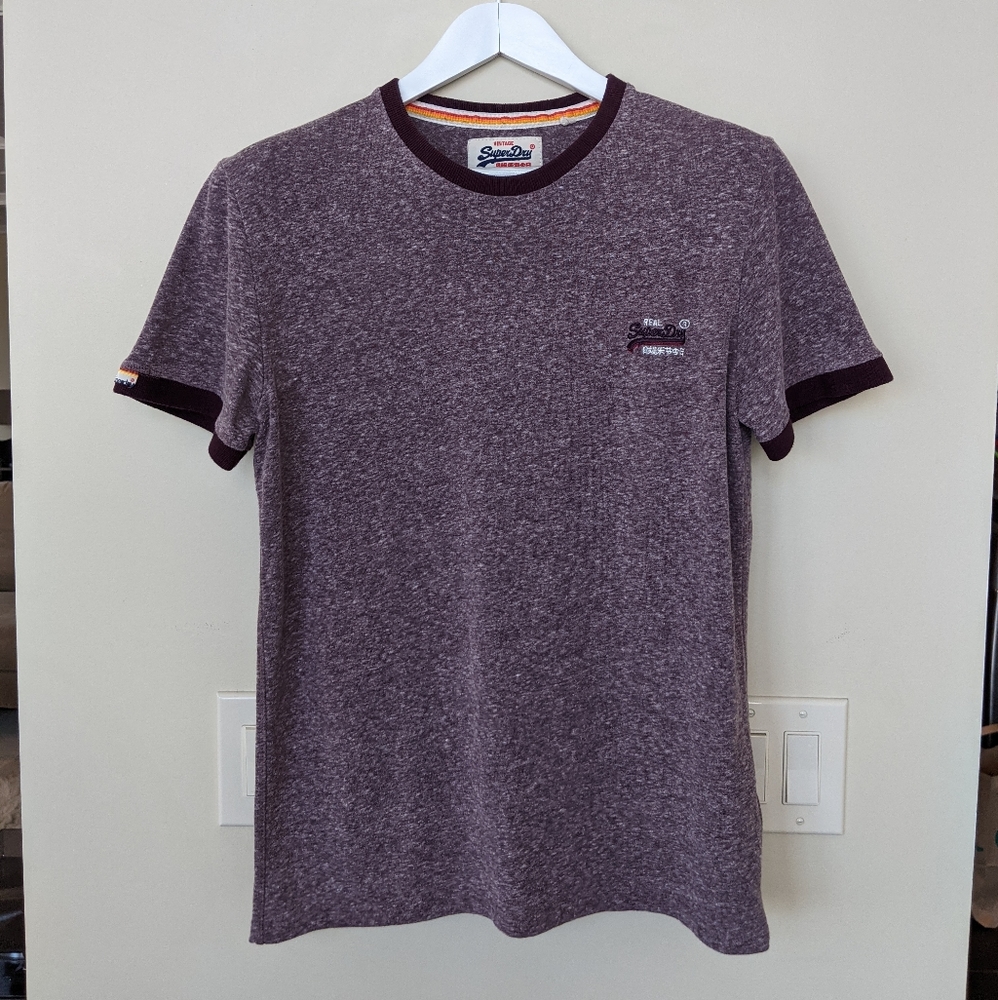 SuperDry Men’s Burgundy Heather Short-Sleeve Crew Tee